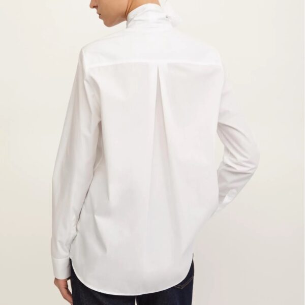 PAMELA white poplin bow blouse - XACUS - Image 3
