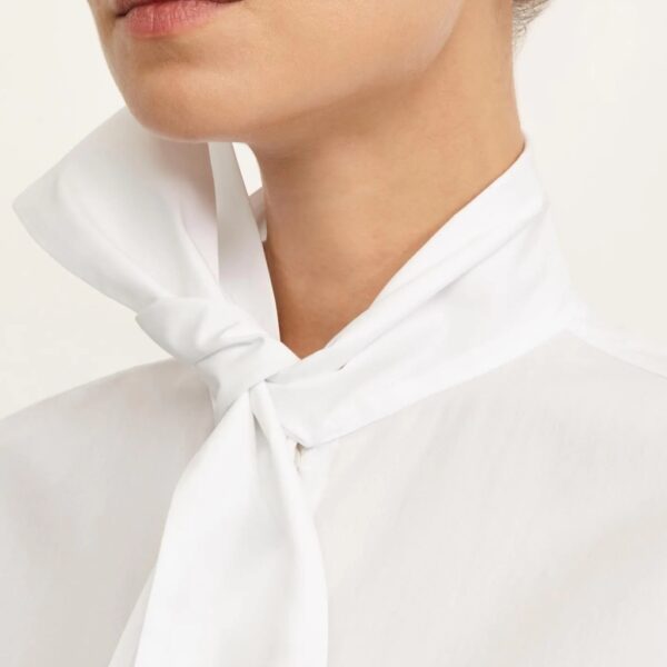 PAMELA white poplin bow blouse - XACUS - Image 4