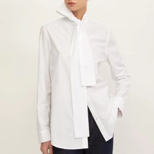 PAMELA white poplin bow blouse - XACUS