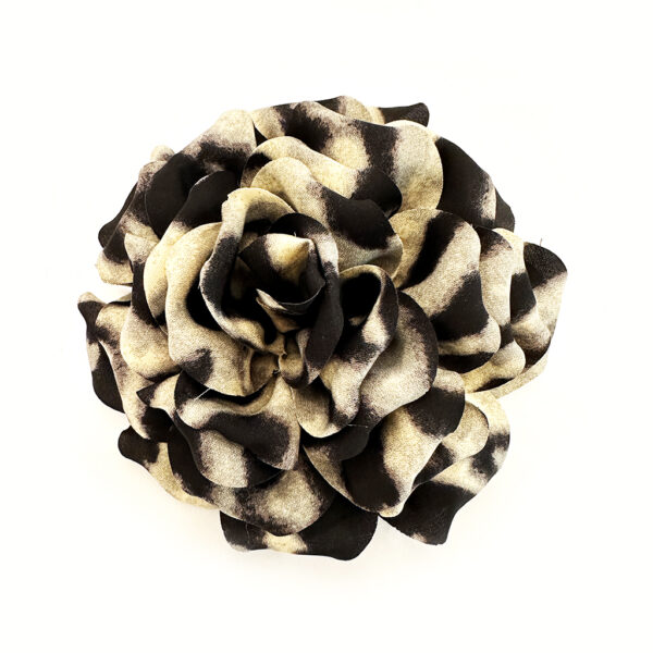 Flower Brooch 16 cm Leo print black - IRMAS HUS