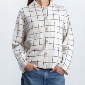 Knitted jacket checkered off white - ALLUDE