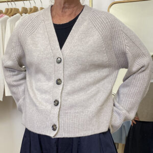 V-neck Cardigan beige - ALLUDE