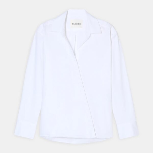 Asymmetric shirt poplin white - CLOSED