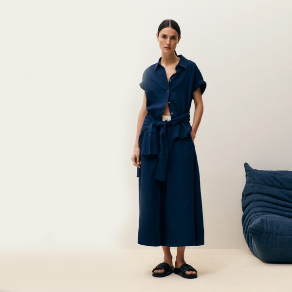 Skirt with slit denim blue - CLOSED - Image 2