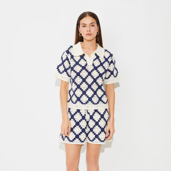 Pullover PERISOL Crochet Navy/ white - SUNCOO - Image 2