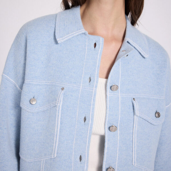 Jacket knitted cashmere denim blue - NOTSHY - Image 2