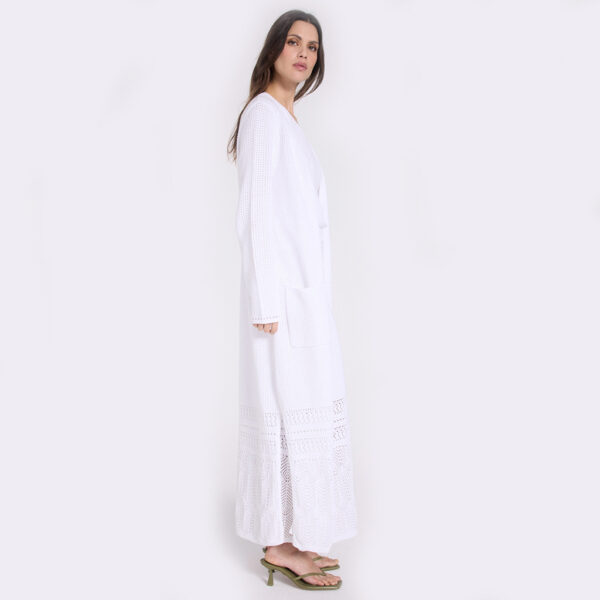 Long crochet cardigan white - NOTSHY - Image 4