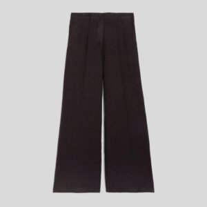 Linen Trousers Wide Dark Brown - ASPESI