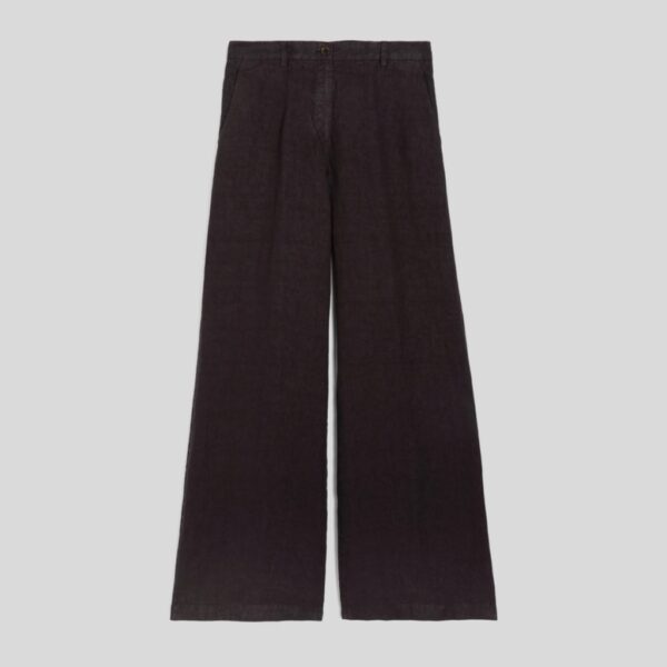 Linen Trousers Wide Dark Brown - ASPESI