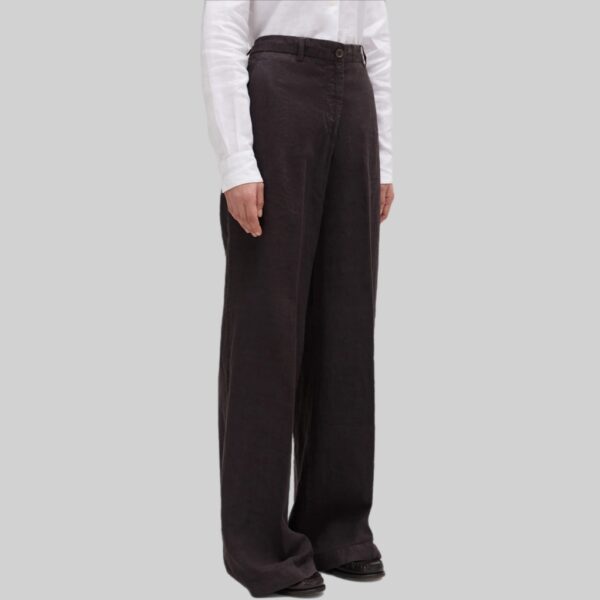 Linen Trousers Wide Dark Brown - ASPESI - Image 2