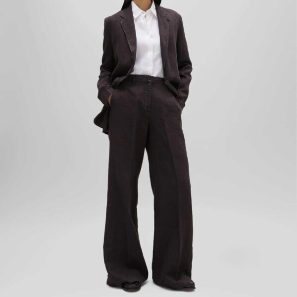 Linen Trousers Wide Dark Brown - ASPESI - Image 4
