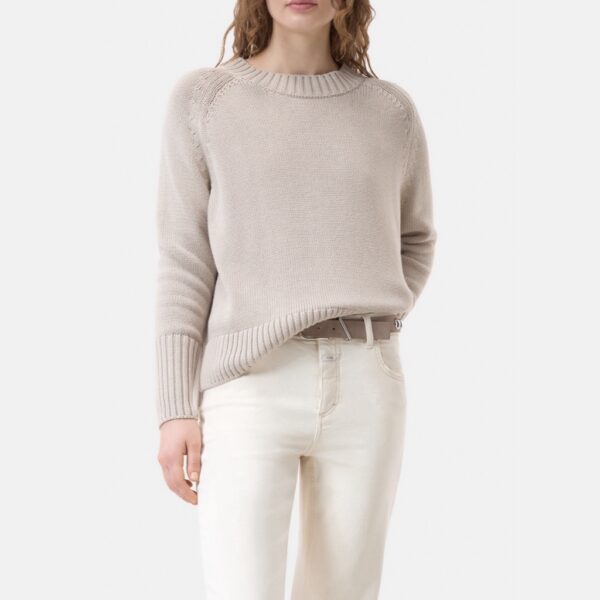 Sweater knitted crew neck beige - CLOSED - Image 2