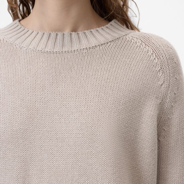 Sweater knitted crew neck beige - CLOSED - Image 4