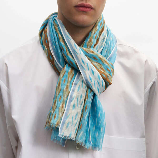 Shawl cotton/silk 180x70 cm TURQUOISE - EPICE - Image 2