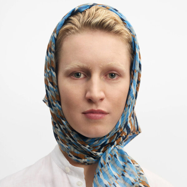 Shawl cotton/silk 90x90 cm BLUE - EPICE - Image 2