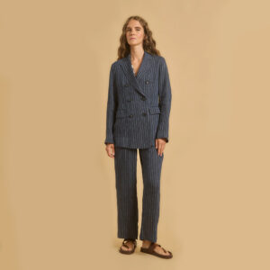 Jacket VESTE VITALO linen pinstripe blue - DIEGA