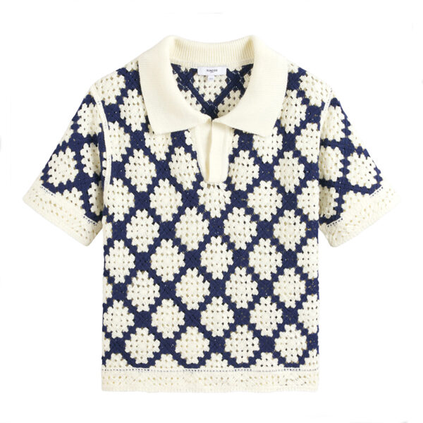Pullover PERISOL Crochet Navy/ white - SUNCOO