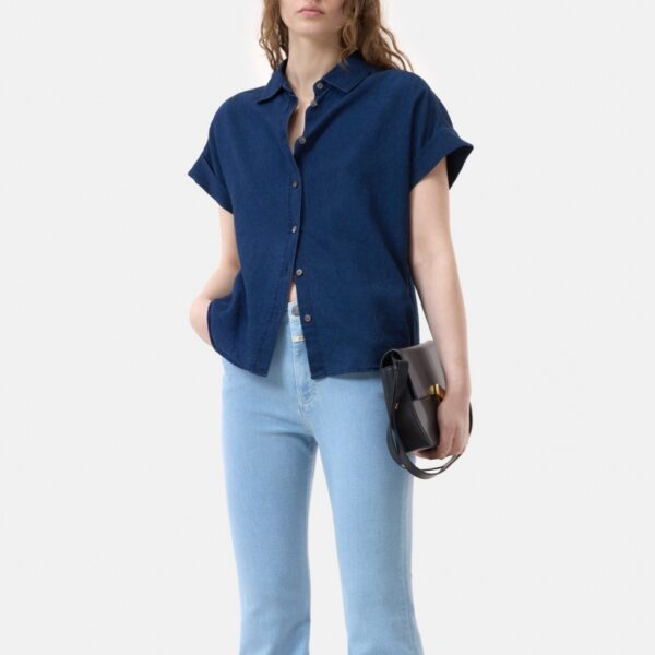 Shirt sh sleeve denim blue - CLOSED - Image 2