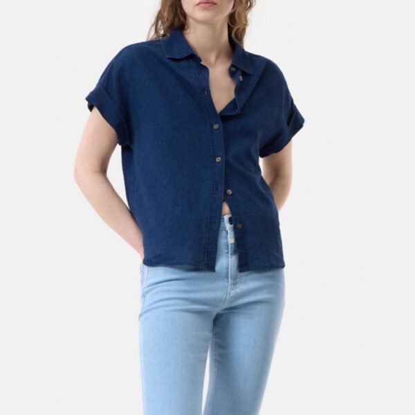 Shirt sh sleeve denim blue - CLOSED - Image 3