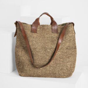 Raffia bag Flamingo brown - IBELIV