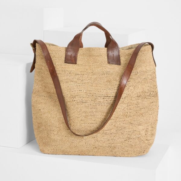 Raffia bag Flamingo natural - IBELIV