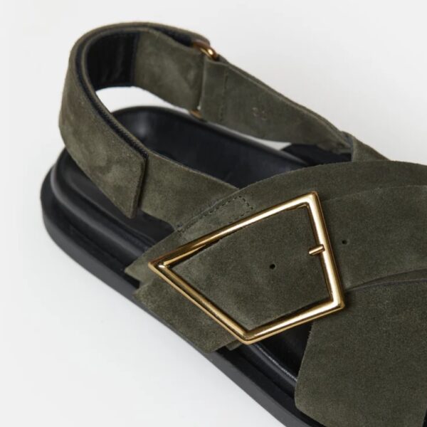 Sandal suede khaki green - CLOSED - Image 4