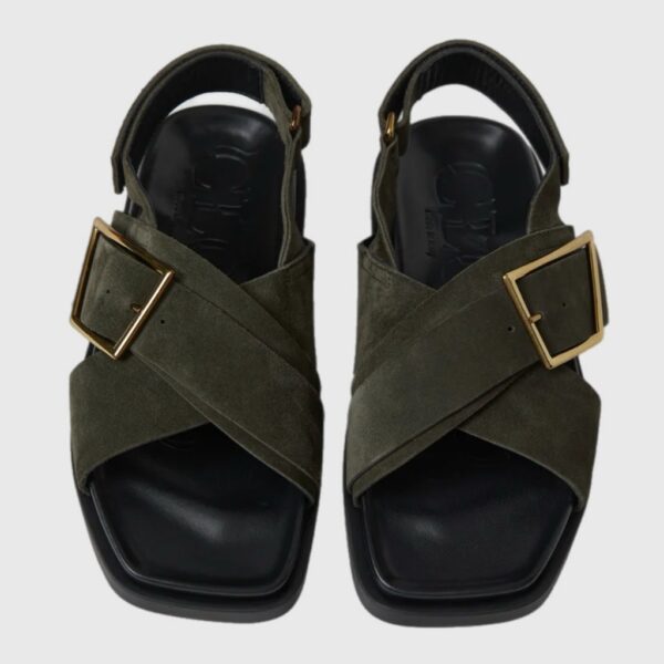 Sandal suede khaki green - CLOSED - Image 3