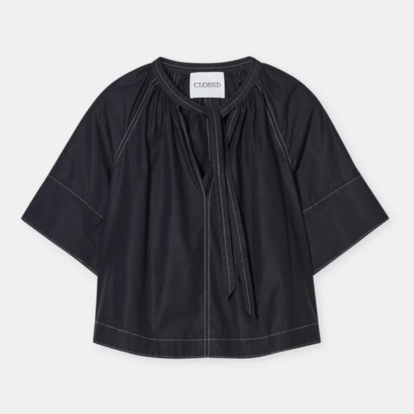 Poplin blouse short cropped black - CLOSED