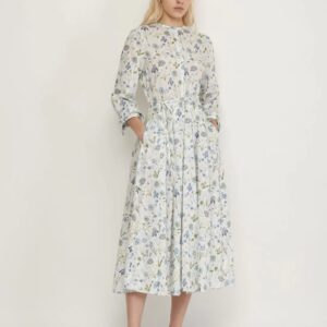 ODETTE dress cotton floral blue - XACUS