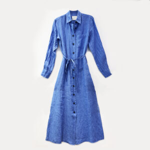 LINDA dress linen blue - XACUS