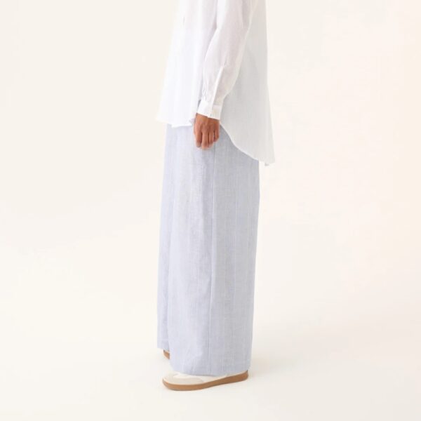 Wide linen trousers blue stripe - RUE DE TOKYO - Image 3