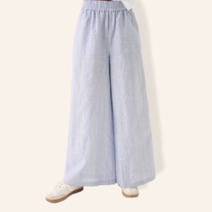 Wide linen trousers blue stripe - RUE DE TOKYO