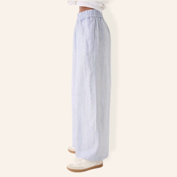 Wide linen trousers blue stripe - RUE DE TOKYO - Image 4