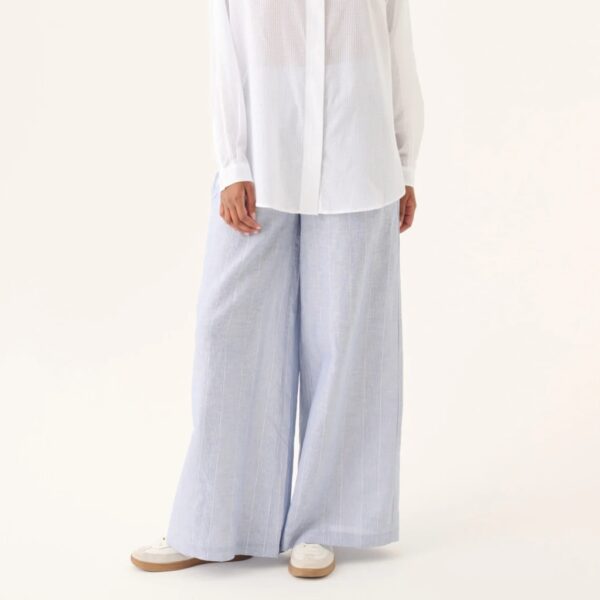 Wide linen trousers blue stripe - RUE DE TOKYO - Image 2