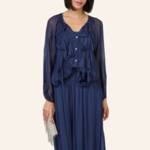 Blouse long sleeve frills blue - MAX & ENJOY