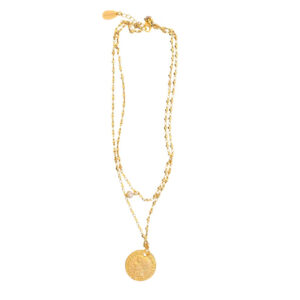 Necklace medallion and pearl gold - ROSANNA DE LA RIVA