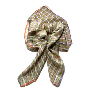 Checkered cotton/linen scarf olive - ÉPICE