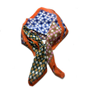 Cotton scarf tile print orange-blue - ÉPICE