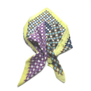 Cotton scarf tile print lilac-lime - ÉPICE