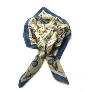 Cotton scarf butterfly print sand-blue - ÉPICE