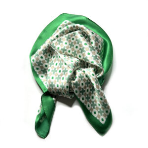 Silk Scarf small green geometrical pattern - IRMAS HUS