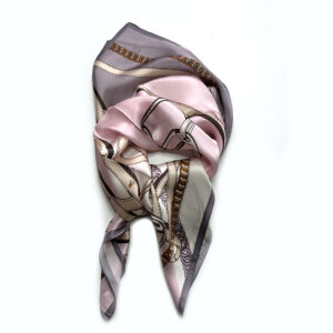 Silk scarf medium bridle print pink - IRMAS HUS