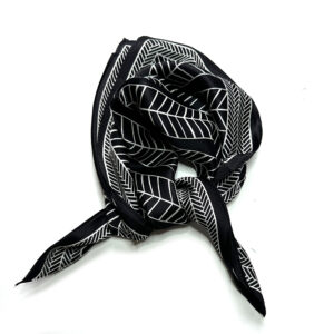 Silk Scarf small black and white print 2 - IRMAS HUS