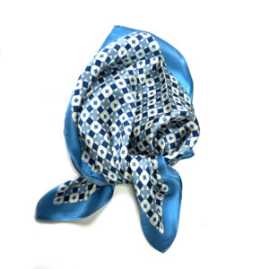 Silk Scarf small blue geometrical pattern - IRMAS HUS
