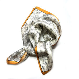 Silk Scarf small grey flower print - IRMAS HUS