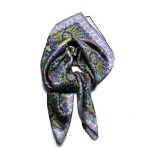 Silk scarf large 90x90 purple print - IRMAS HUS