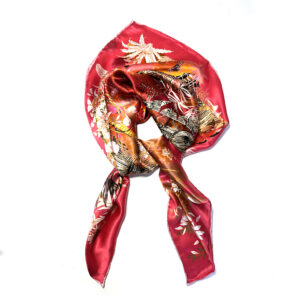 Silk scarf large 90x90 jungle city red - IRMAS HUS