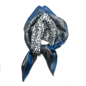 Silk Scarf small blue paisley pattern - IRMAS HUS