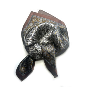 Silk Scarf small brown paisley pattern - IRMAS HUS