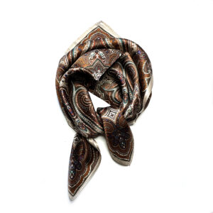 Silk Scarf small brown paisley pattern - IRMAS HUS